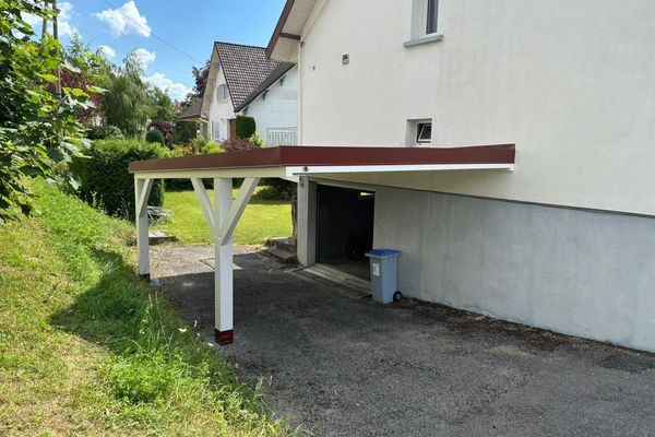 Auvent accolé monopente, 5,6×4 m, Saint-Laurent-en-Grandvaux